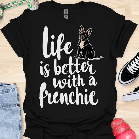 Life is better with a frenchie - V5 - Frenchie in Sweater T-Shirt